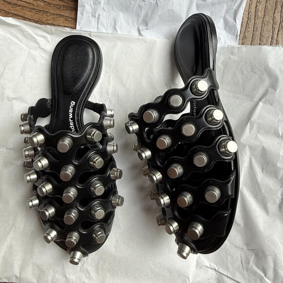 NWT ALEXANDER WANG REXA CAGE SLIDE SANDAL ROC STUD HARDWARE 37 - Picture 5 of 12